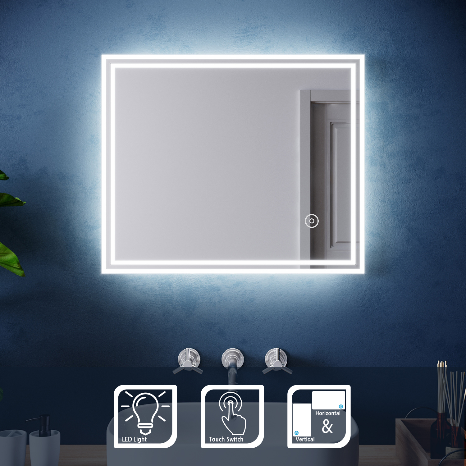 Illuminated LED Bathroom Mirror Touch/Infrared Sensor/Button Switch